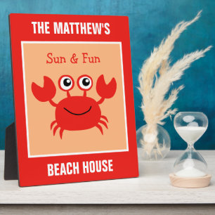 Happy Crab aangepaste tekstplaque Fotoplaat