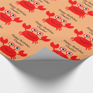 Happy Crab aangepaste tekstverpakkingspapier Cadeaupapier