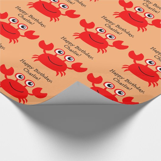 Happy Crab aangepaste tekstverpakkingspapier Cadeaupapier (Hoek)