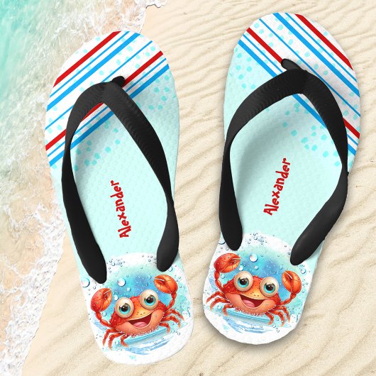 Happy Crab Boy Beach Naam Kinder Teenslippers