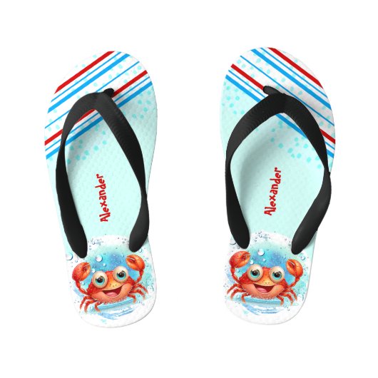 Happy Crab Boy Beach Naam Kinder Teenslippers (Voetbed)