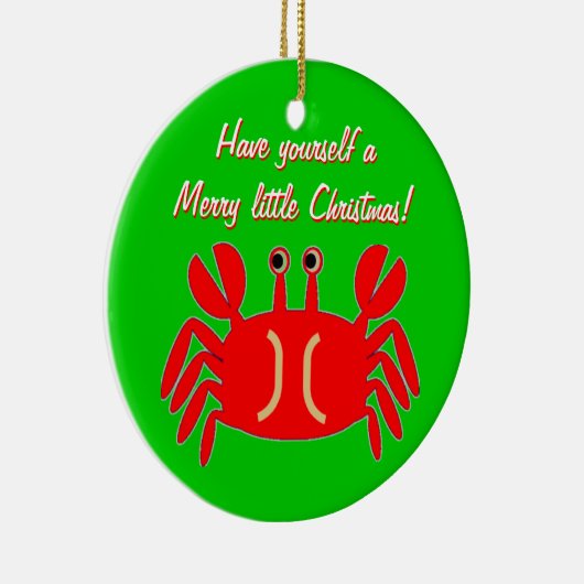 Happy Crab-kerstgroet Keramisch Ornament (Rechts)