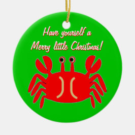 Happy Crab-kerstgroet Keramisch Ornament