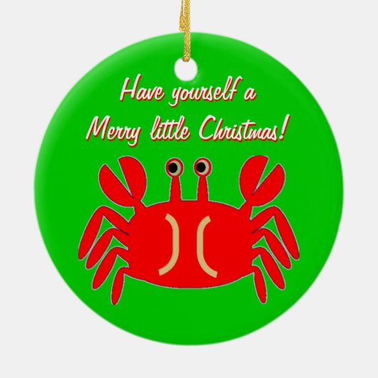 Happy Crab-kerstgroet Keramisch Ornament (Achterkant)