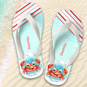 Happy Crab Meisje Strandnaam Kinder Teenslippers