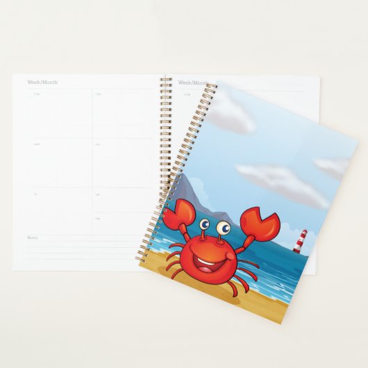 Happy Crab on Beach with Lighthouse Planner (Display)