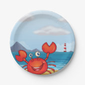 Happy Crab op een strand Papieren Bordje (Voorkant)
