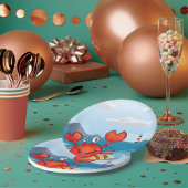 Happy Crab op een strand Papieren Bordje