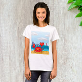 Happy Crab op een strand T-shirt