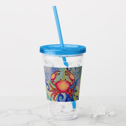 Happy Crab Tumbler Acryl Drinkbeker (Voorkant ijs)