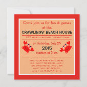 Happy Crab-uitnodigingen voor aangepaste partijen Kaart (Achterkant)