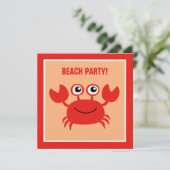 Happy Crab-uitnodigingen voor aangepaste partijen Kaart (Staand voorkant)