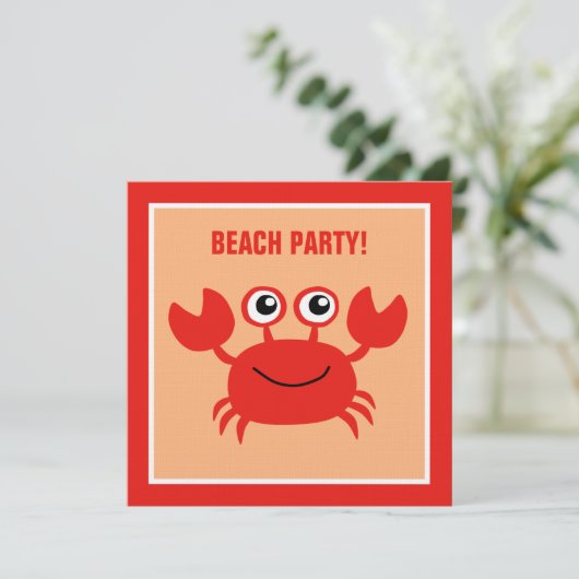 Happy Crab-uitnodigingen voor aangepaste partijen Kaart (Staand voorkant)