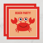 Happy Crab-uitnodigingen voor aangepaste partijen Kaart (Voorkant / Achterkant)