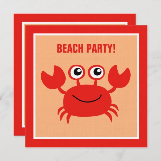 Happy Crab-uitnodigingen voor aangepaste partijen Kaart (Voorkant / Achterkant)