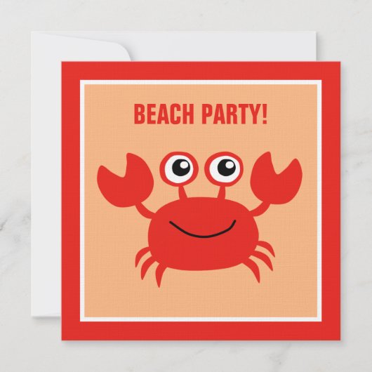 Happy Crab-uitnodigingen voor aangepaste partijen Kaart (Voorkant)