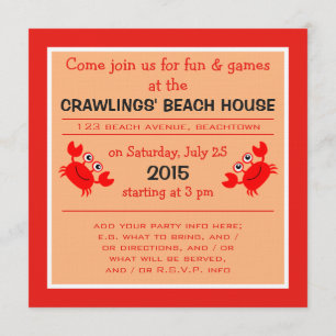 Happy Crab-uitnodigingen voor aangepaste partijen Kaart