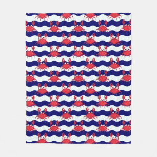 Happy Crabs Pattern Fleece Deken