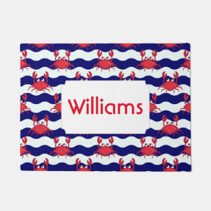 Happy Crabs Pattern   Jouw namen toevoegen Deurmat
