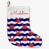 Happy Crabs Pattern | Jouw namen toevoegen Kleine Kerstsok (Voorkant)