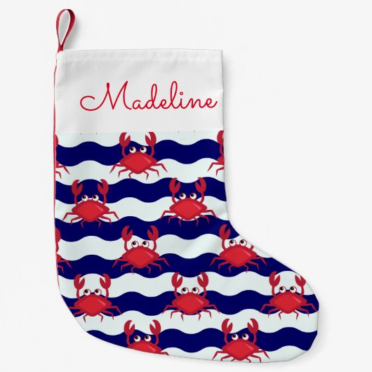 Happy Crabs Pattern | Jouw namen toevoegen Kleine Kerstsok (Voorkant)