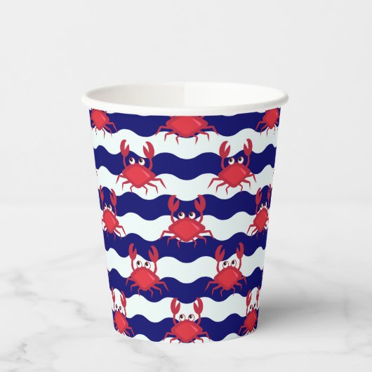 Happy Crabs Pattern Papieren Bekers (Links)
