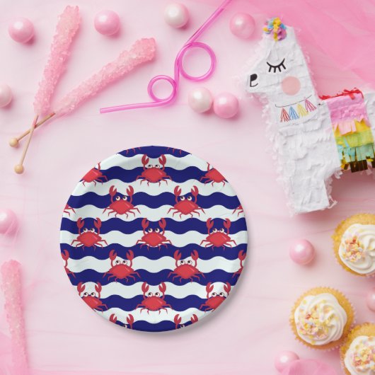 Happy Crabs Pattern Papieren Bordje (Feest)