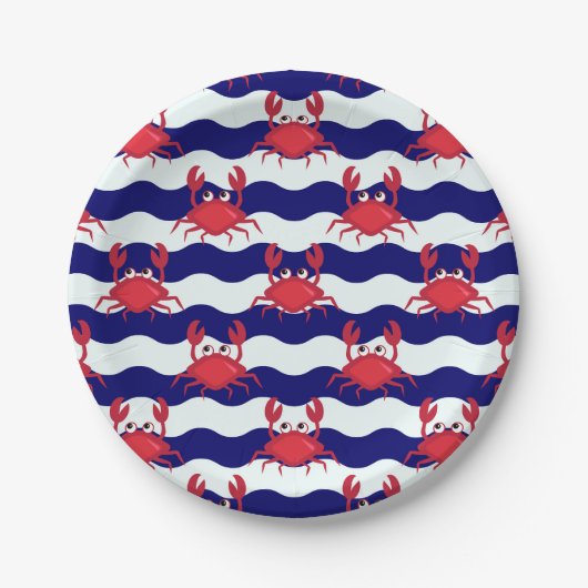 Happy Crabs Pattern Papieren Bordje (Voorkant)