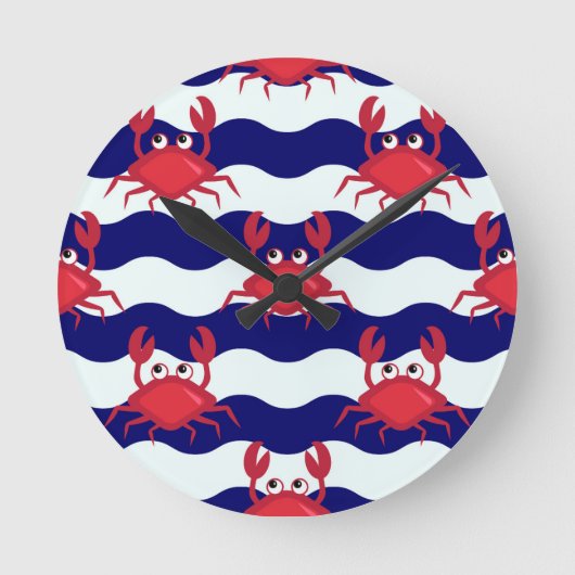 Happy Crabs Pattern Ronde Klok (Voorkant)