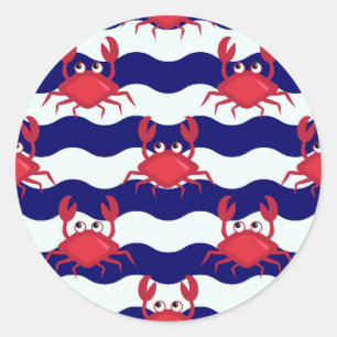 Happy Crabs Pattern Ronde Sticker