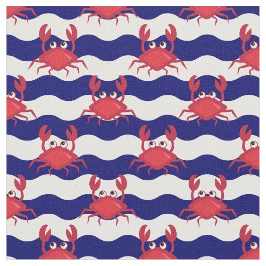 Happy Crabs Pattern Stof (Close Up)