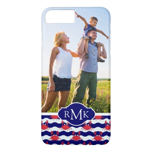Happy Crabs Pattern| Uw foto en monogram Case-Mate iPhone Case (Achterkant)