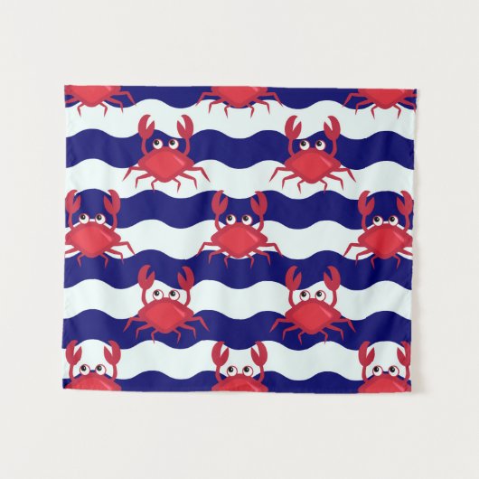 Happy Crabs Pattern Wandkleed (Voorkant (horizontaal))