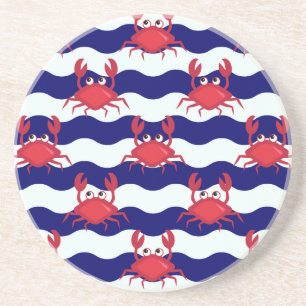 Happy Crabs Pattern Zandsteen Onderzetter