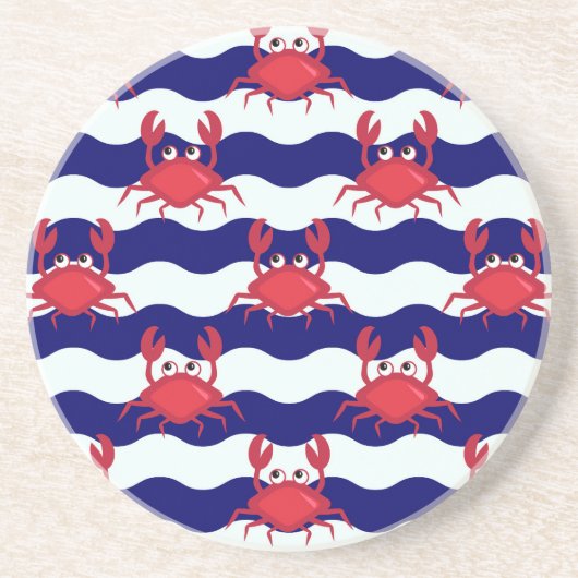 Happy Crabs Pattern Zandsteen Onderzetter (Voorkant)