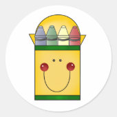Happy Crayons Ronde Sticker (Voorkant)