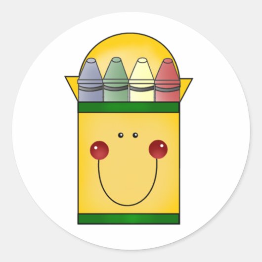 Happy Crayons Ronde Sticker (Voorkant)