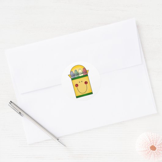Happy Crayons Ronde Sticker (Envelop)