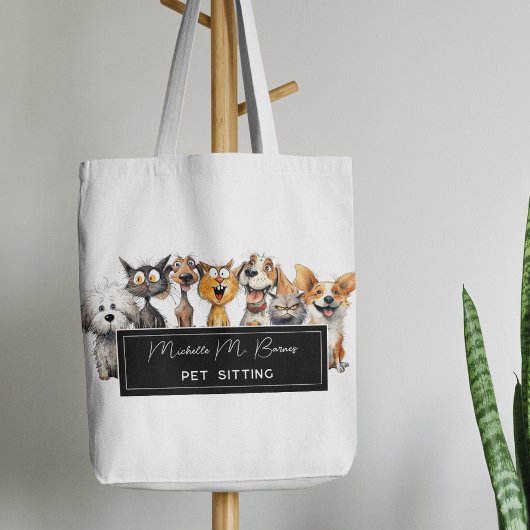 Happy Crazy Cats Honden Huisdier Sitter Business Tote Bag