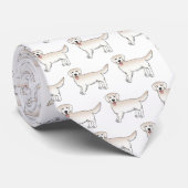 Happy Cream Golden Retriever Cartoon Dog Patroon Stropdas (Opgerold)