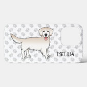 Happy Cream Golden Retriever met poten en naam Case-Mate iPhone Case (Achterkant (horizontaal))