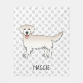 Happy Cream Golden Retriever met poten en naam Fleece Deken (Voorkant)