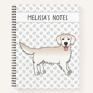 Happy Cream Golden Retriever met poten en tekst Notitieboek