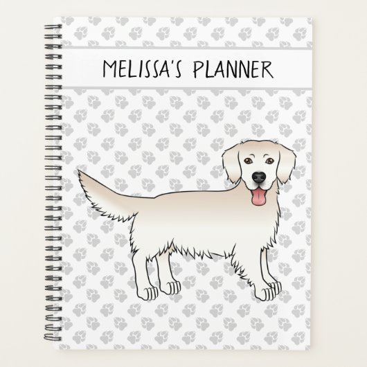 Happy Cream Golden Retriever met poten en tekst Planner (Voorkant)