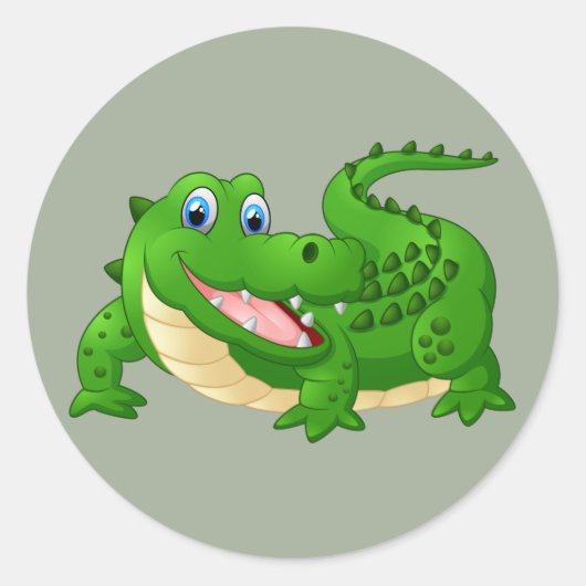 Happy Crocodile cartoon Ronde Sticker (Voorkant)