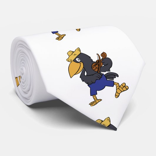Happy Crow die viool speelt | achtergrondkleur kie Stropdas (Opgerold)
