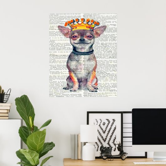 HAPPY CROWNED CHIHUAHUA- ART PRINT (Thuiskantoor)