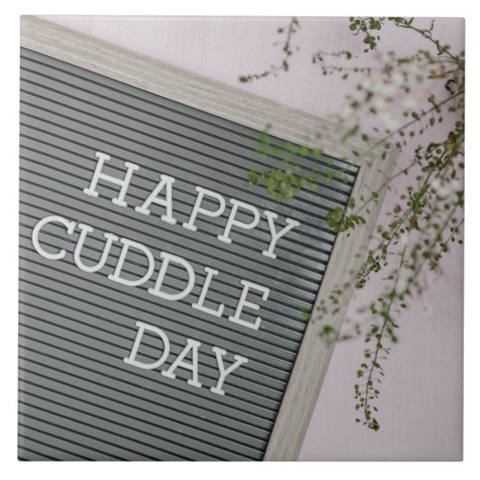 Happy Cuddle Day (Warm Hugs en Loving Snuggles) Tegeltje (Voorkant)