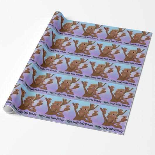 Happy Cudly Koala Birthday Cadeaupapier (Uitgerold)