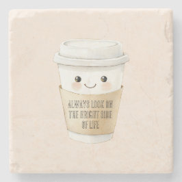Happy Cup Kijk Naar De Zonnige Kant Stenen Onderzetter